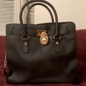 Michael Kors Black and gold leather tote
